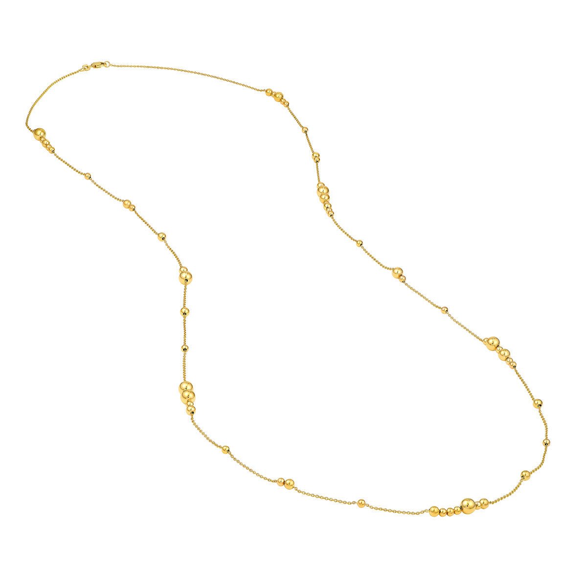 Birmingham Jewelry - 14K Yellow Gold Long and Lovely Alternating Beaded Necklace - Birmingham Jewelry