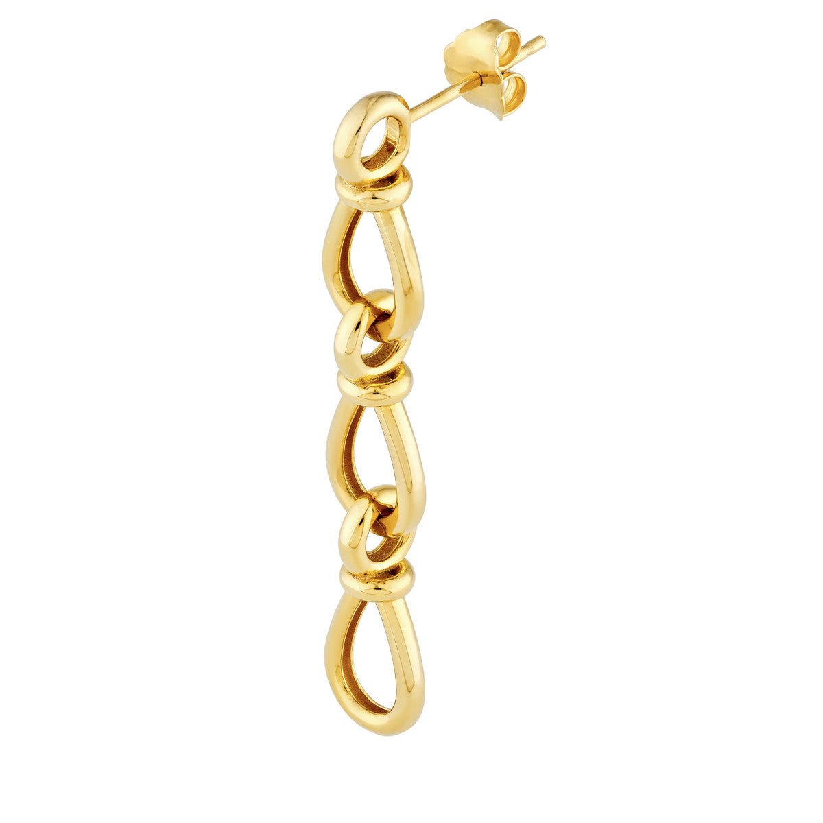 Birmingham Jewelry - 14K Yellow Gold Long Teardrop Link Dangle Earrings - Birmingham Jewelry