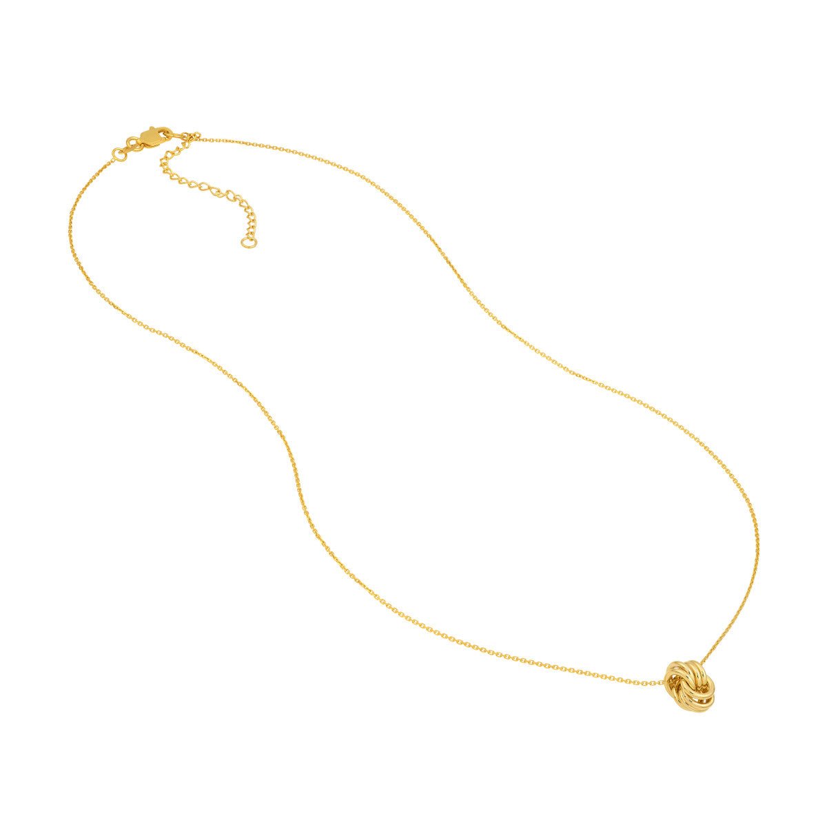 Birmingham Jewelry - 14K Yellow Gold Love Knot Pendant Cable Necklace - Birmingham Jewelry