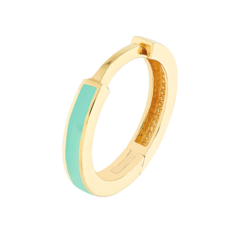 Birmingham Jewelry - 14K Yellow Gold Lt Turquoise Enamel Baby Hoop Earrings - Birmingham Jewelry