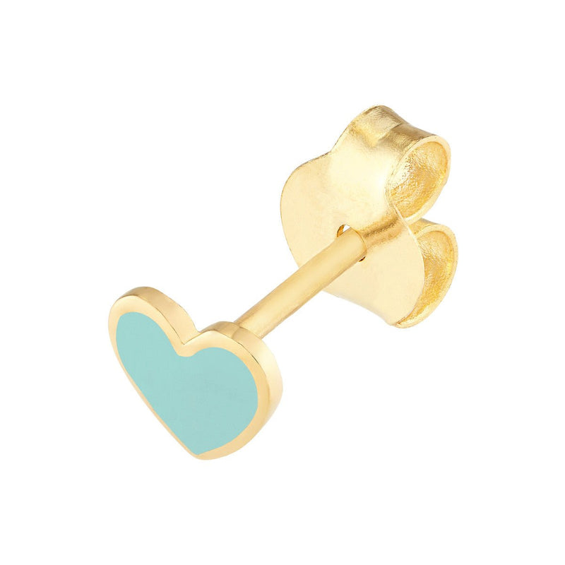 Birmingham Jewelry - 14K Yellow Gold Lt.Turquoise Enamel Heart Stud Earrings - Birmingham Jewelry