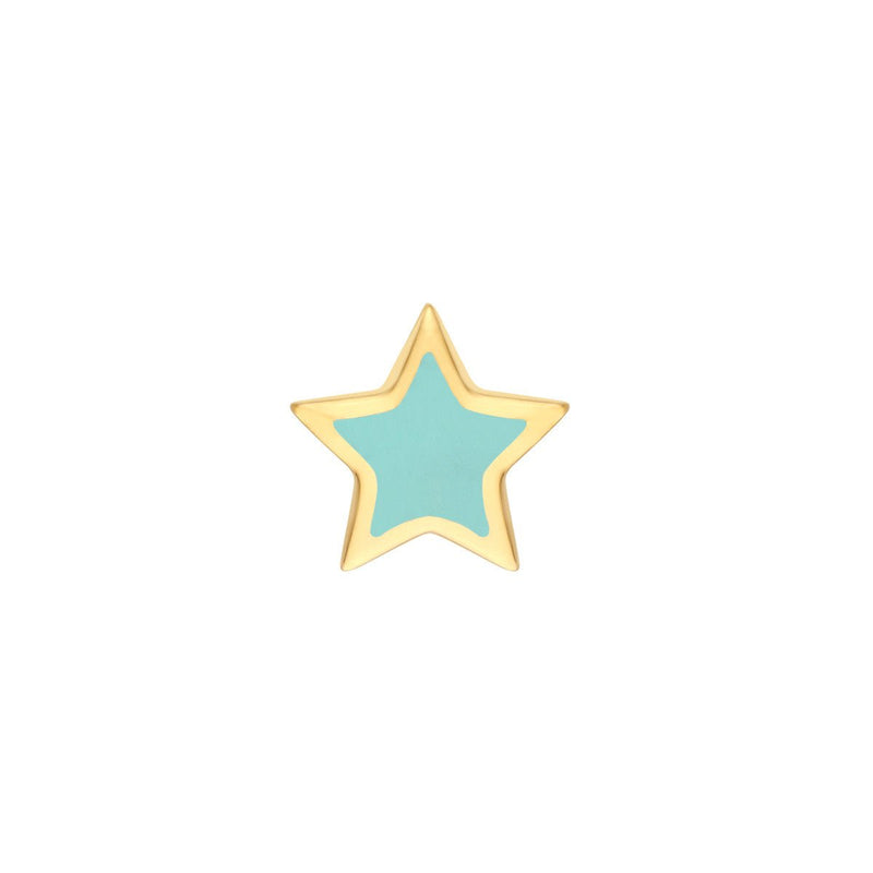 Birmingham Jewelry - 14K Yellow Gold Lt.Turquoise Enamel Star Stud Earrings - Birmingham Jewelry