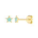 Birmingham Jewelry - 14K Yellow Gold Lt.Turquoise Enamel Star Stud Earrings - Birmingham Jewelry