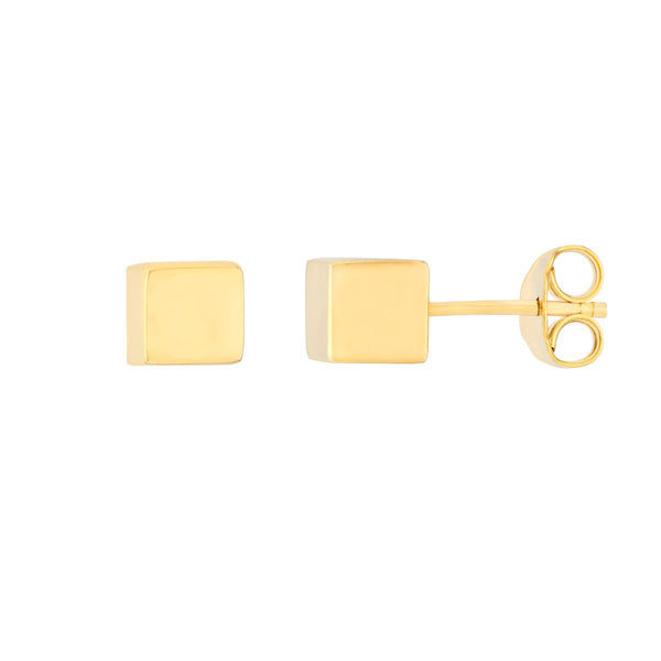 Birmingham Jewelry - 14K Yellow Gold Mini Cube Stud Earrings - Birmingham Jewelry