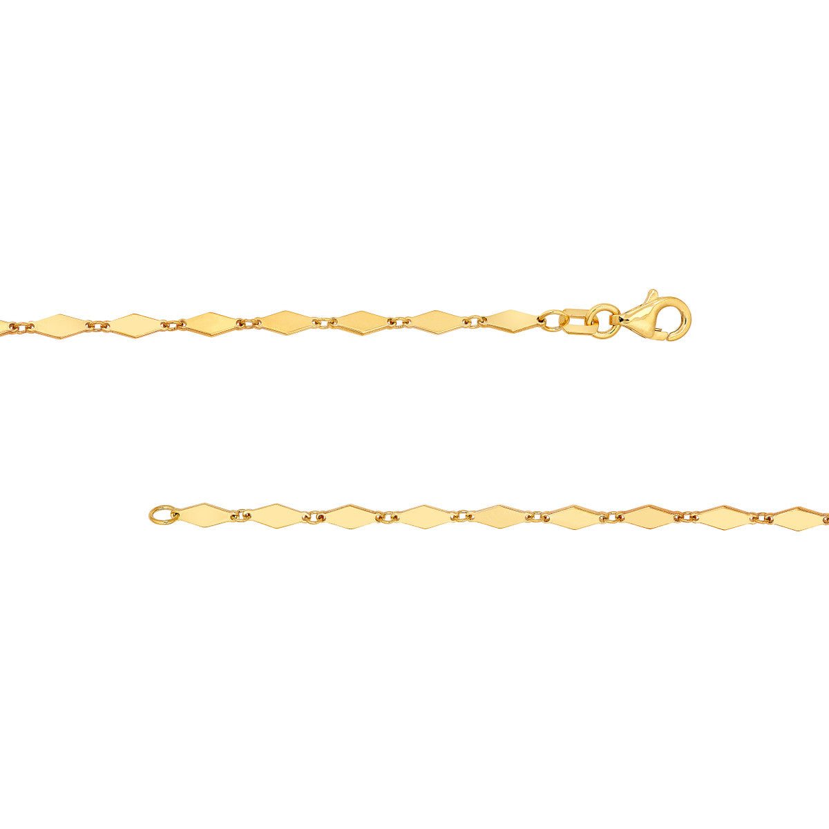 Birmingham Jewelry - 14K Yellow Gold Mirror Diamond Shape Link Lariat Necklace - Birmingham Jewelry