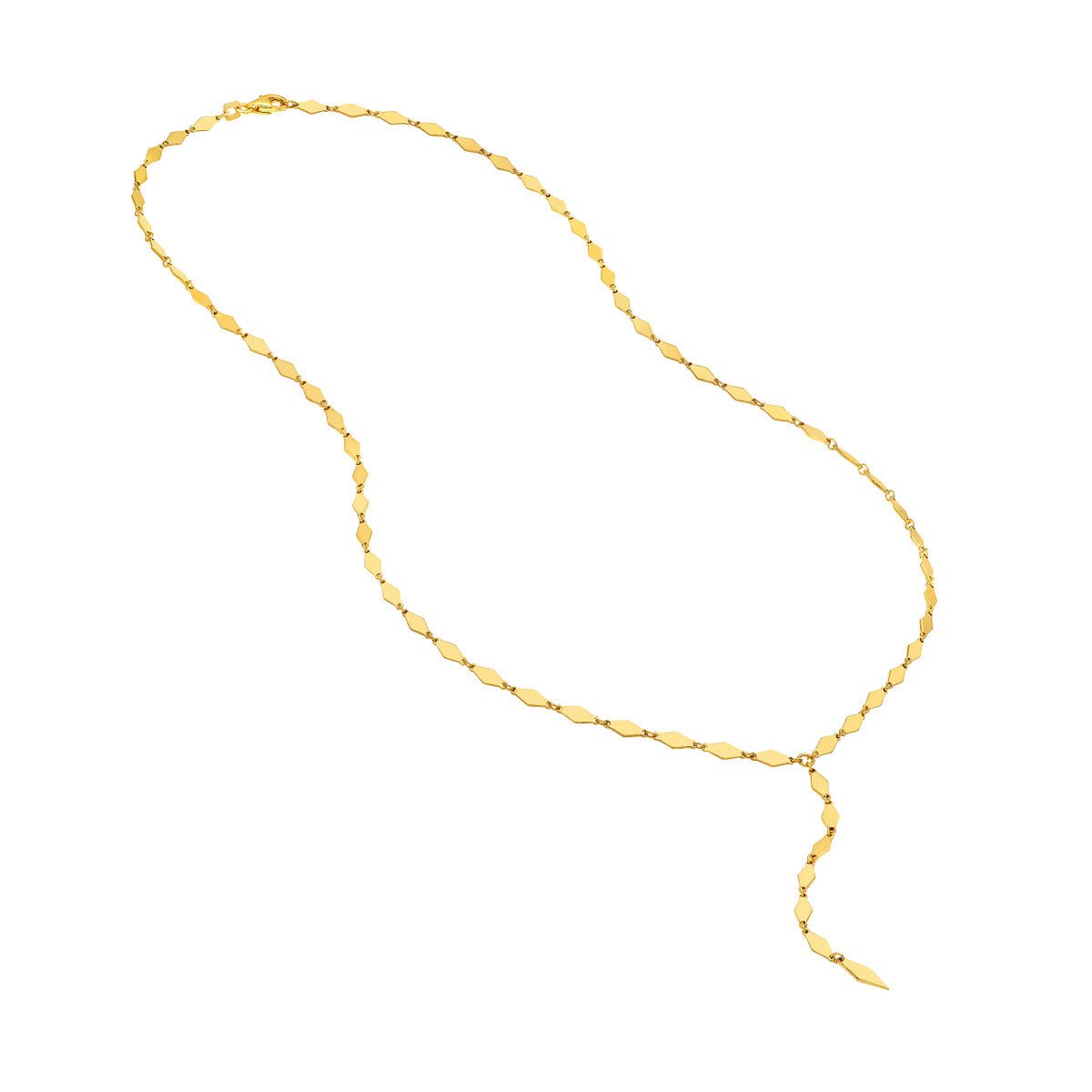 Birmingham Jewelry - 14K Yellow Gold Mirror Diamond Shape Link Lariat Necklace - Birmingham Jewelry