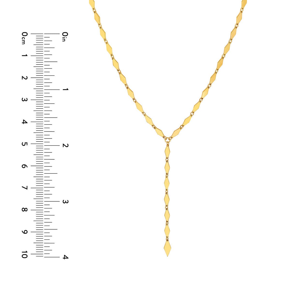 Birmingham Jewelry - 14K Yellow Gold Mirror Diamond Shape Link Lariat Necklace - Birmingham Jewelry