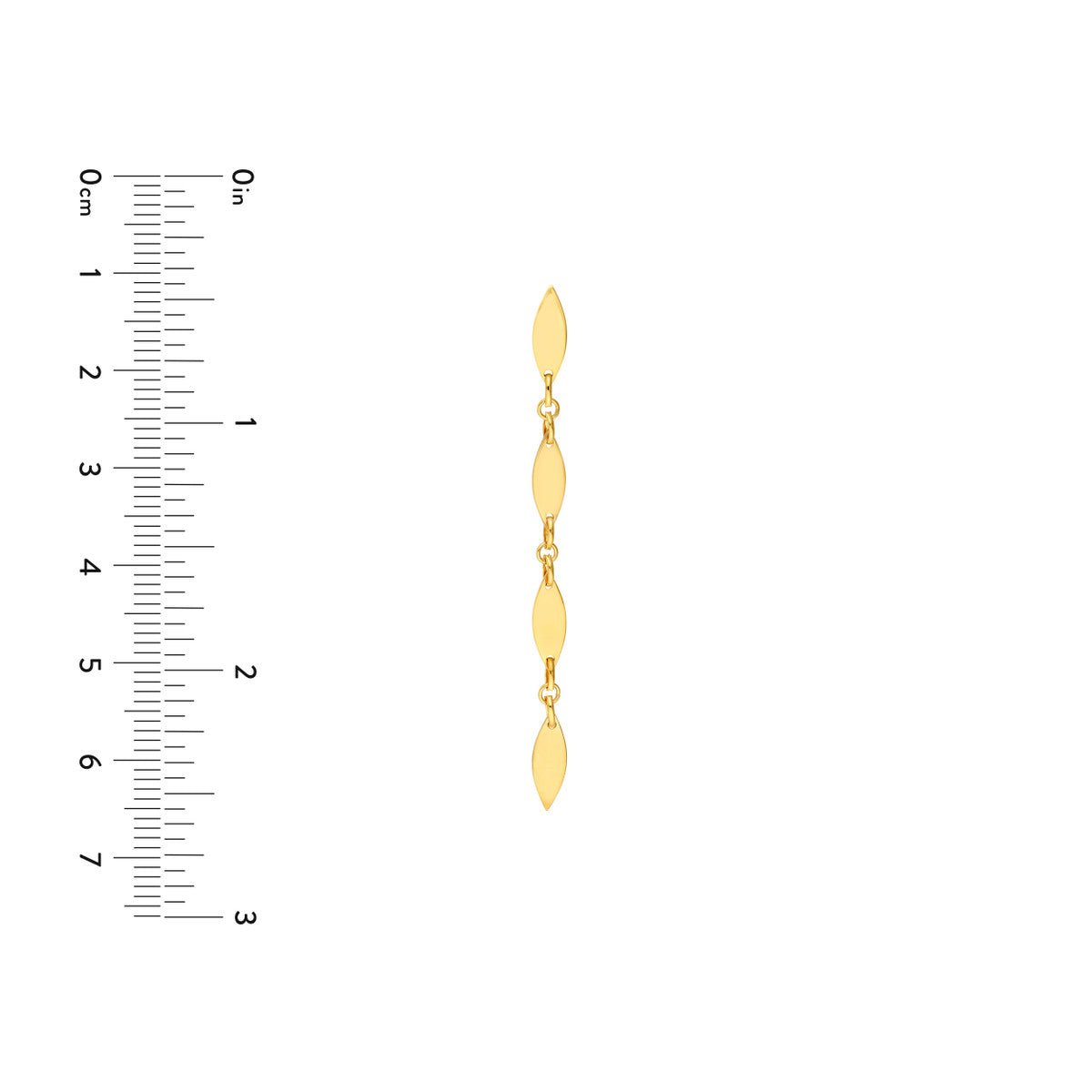 Birmingham Jewelry - 14K Yellow Gold Mirror Long Diamond Shape Link Dangle Earrings - Birmingham Jewelry