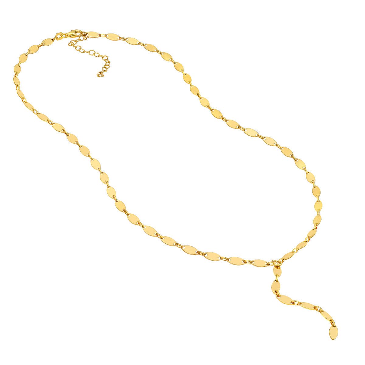 Birmingham Jewelry - 14K Yellow Gold Mirror Oval Shape Link Lariat Necklace - Birmingham Jewelry