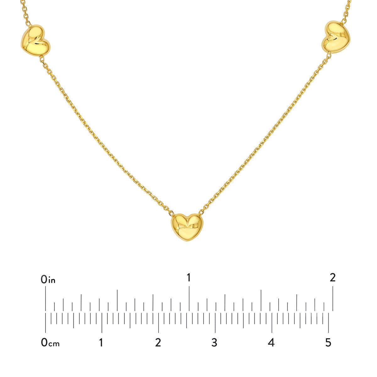 Birmingham Jewelry - 14K Yellow Gold Multi Heart Station Necklace - Birmingham Jewelry