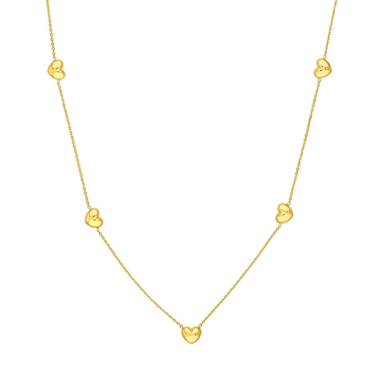 Birmingham Jewelry - 14K Yellow Gold Multi Heart Station Necklace - Birmingham Jewelry