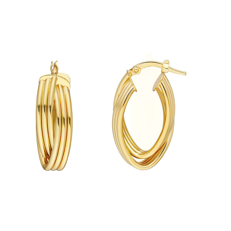 Birmingham Jewelry - 14K Yellow Gold Multi Tube Knot Hoop Earrings - Birmingham Jewelry