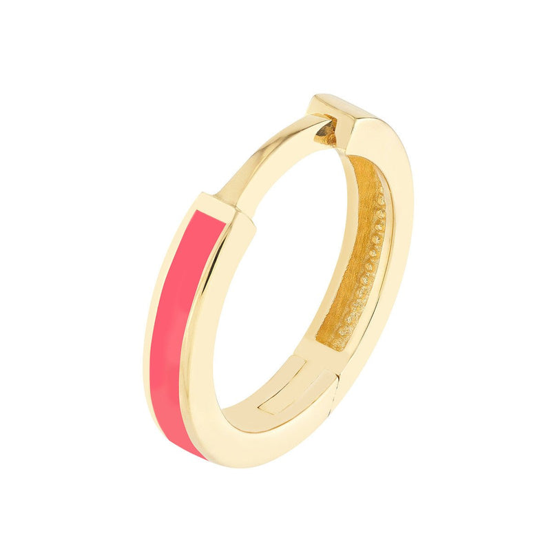 Birmingham Jewelry - 14K Yellow Gold Neon Pink Enamel Baby Hoop Earrings - Birmingham Jewelry