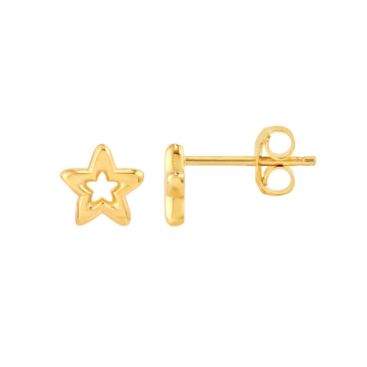 Birmingham Jewelry - 14K Yellow Gold Open Star Stud Earrings - Birmingham Jewelry