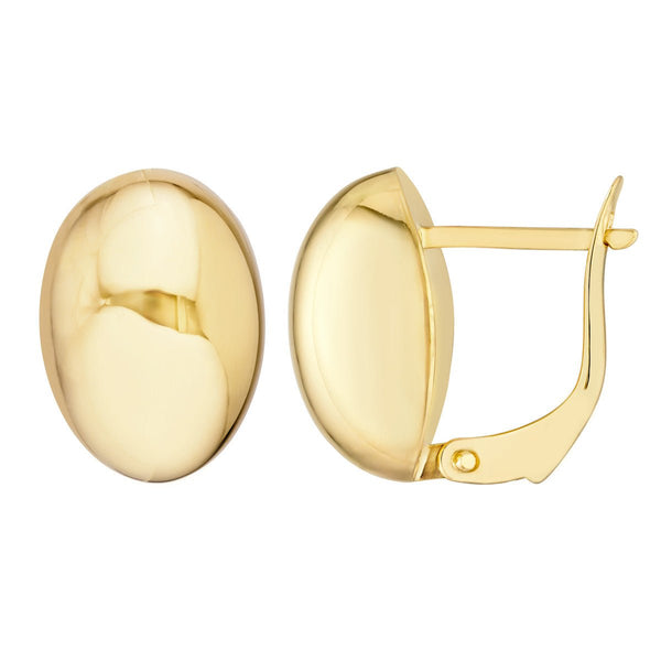 Birmingham Jewelry - 14K Yellow Gold Oval Polished Button Omega Earrings - Birmingham Jewelry