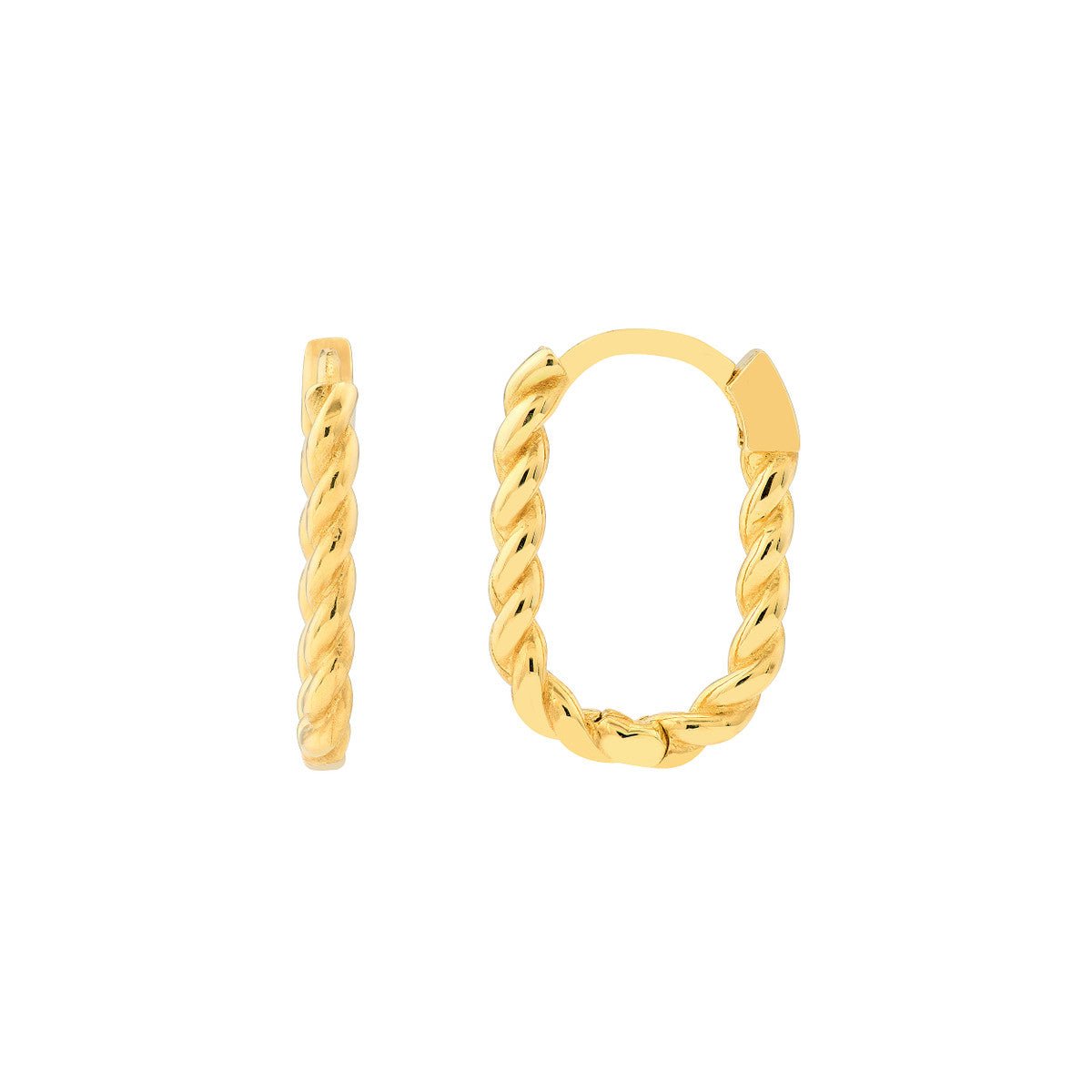 Birmingham Jewelry - 14K Yellow Gold Oval Twist Hoop Earrings - Birmingham Jewelry