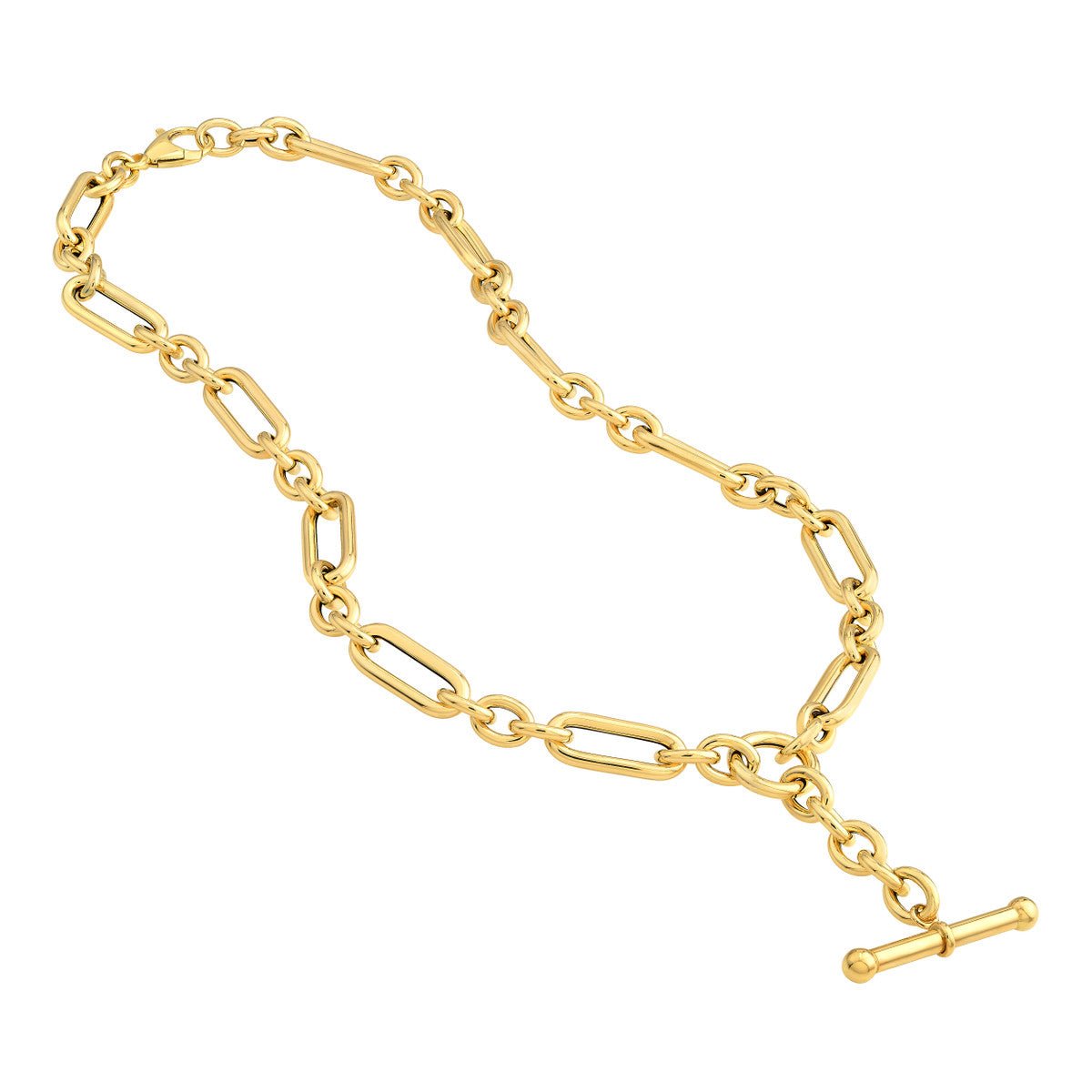 Birmingham Jewelry - 14K Yellow Gold Paperclip (3+1) Lariat Necklace - Birmingham Jewelry