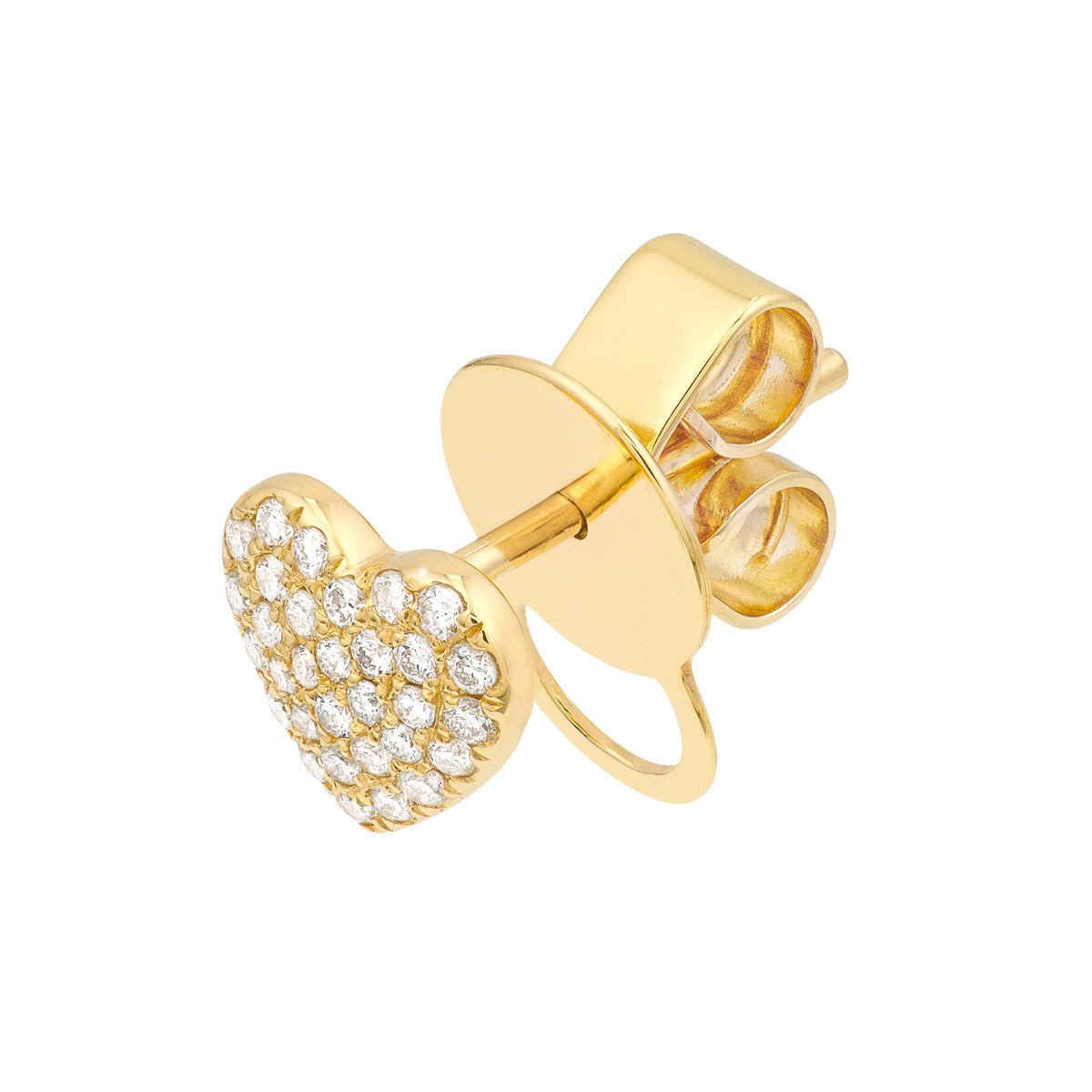 14K Yellow Gold Pave Diamond Heart Stud Earrings (1/5tcw) Birmingham Jewelry Earrings Birmingham Jewelry 