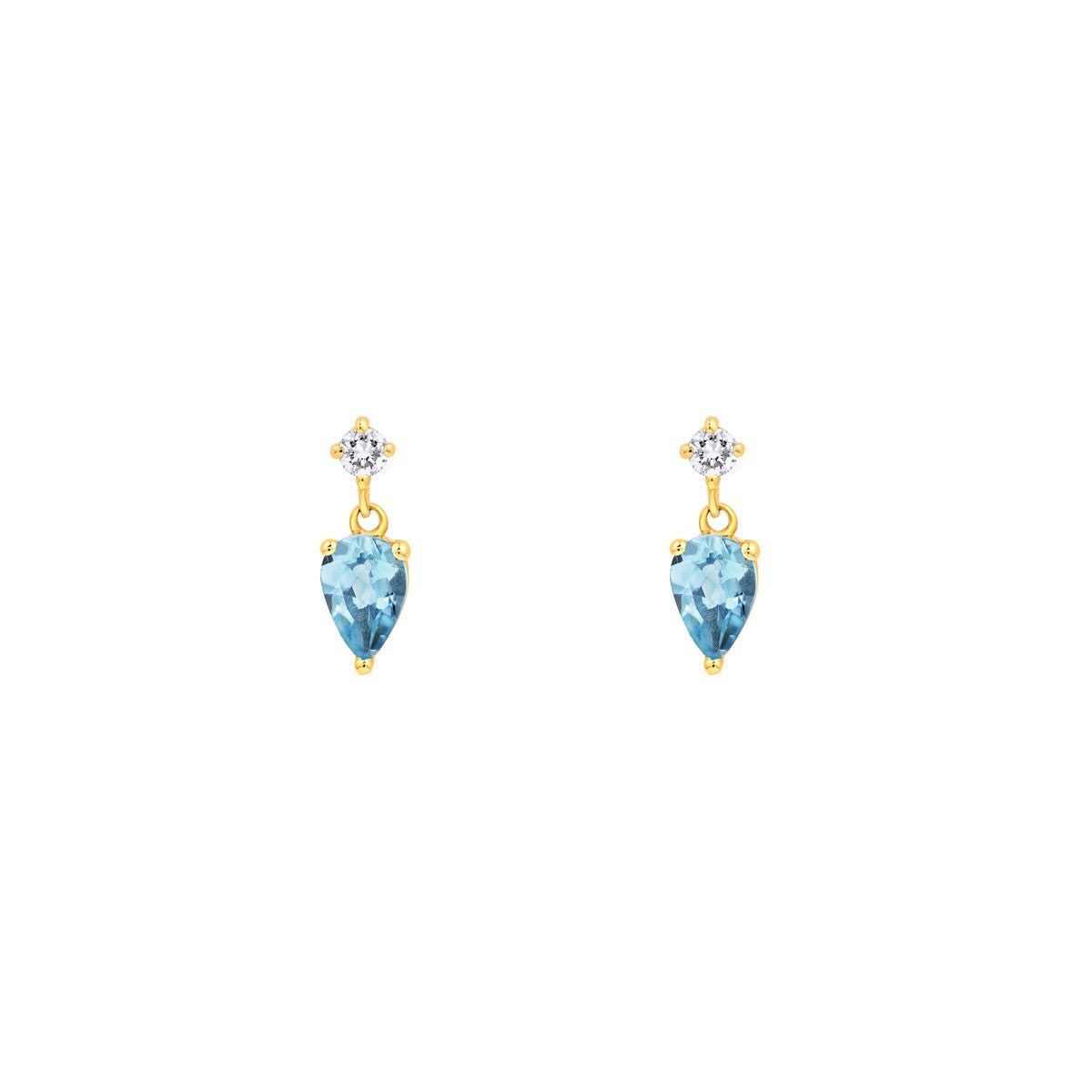 Birmingham Jewelry - 14K Yellow Gold Pear Shape Aquamarine & Diamond Stud Earrings - Birmingham Jewelry