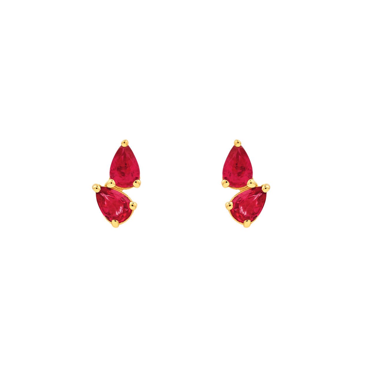 Birmingham Jewelry - 14K Yellow Gold Pear Shape Ruby Stud Earrings - Birmingham Jewelry