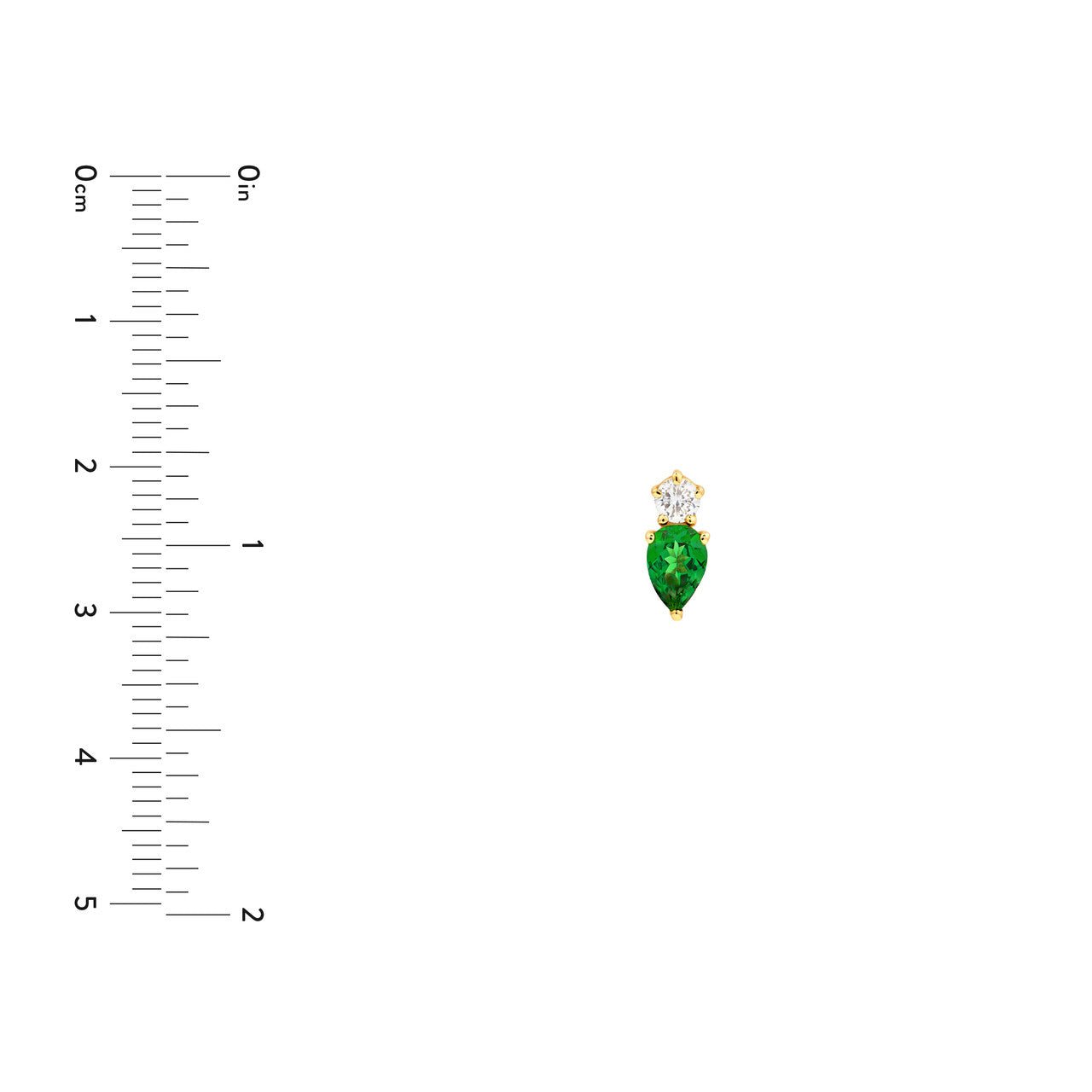 Birmingham Jewelry - 14K Yellow Gold Pear Shape Tsavorite & Round Diamond Stud Earrings - Birmingham Jewelry