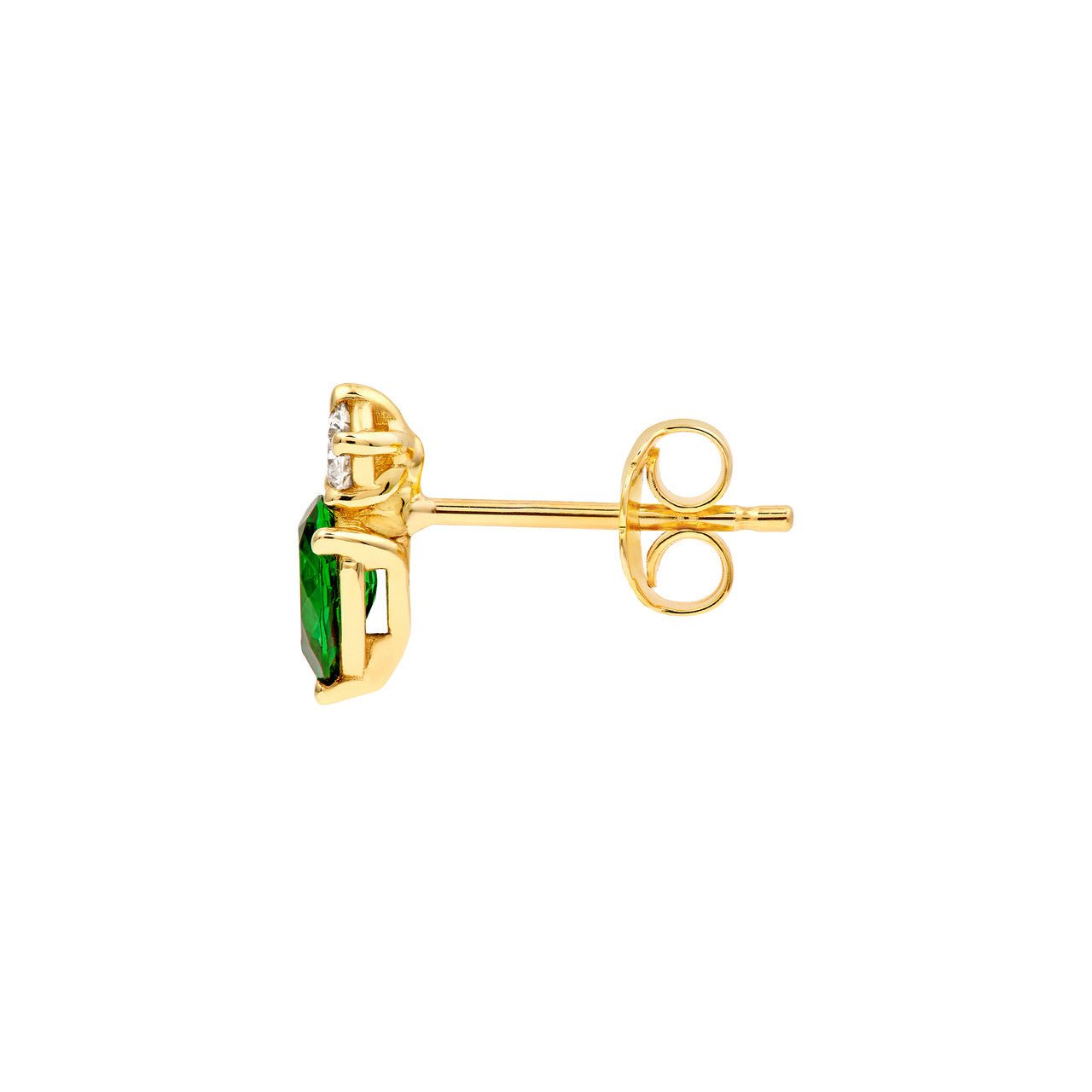Birmingham Jewelry - 14K Yellow Gold Pear Shape Tsavorite & Round Diamond Stud Earrings - Birmingham Jewelry