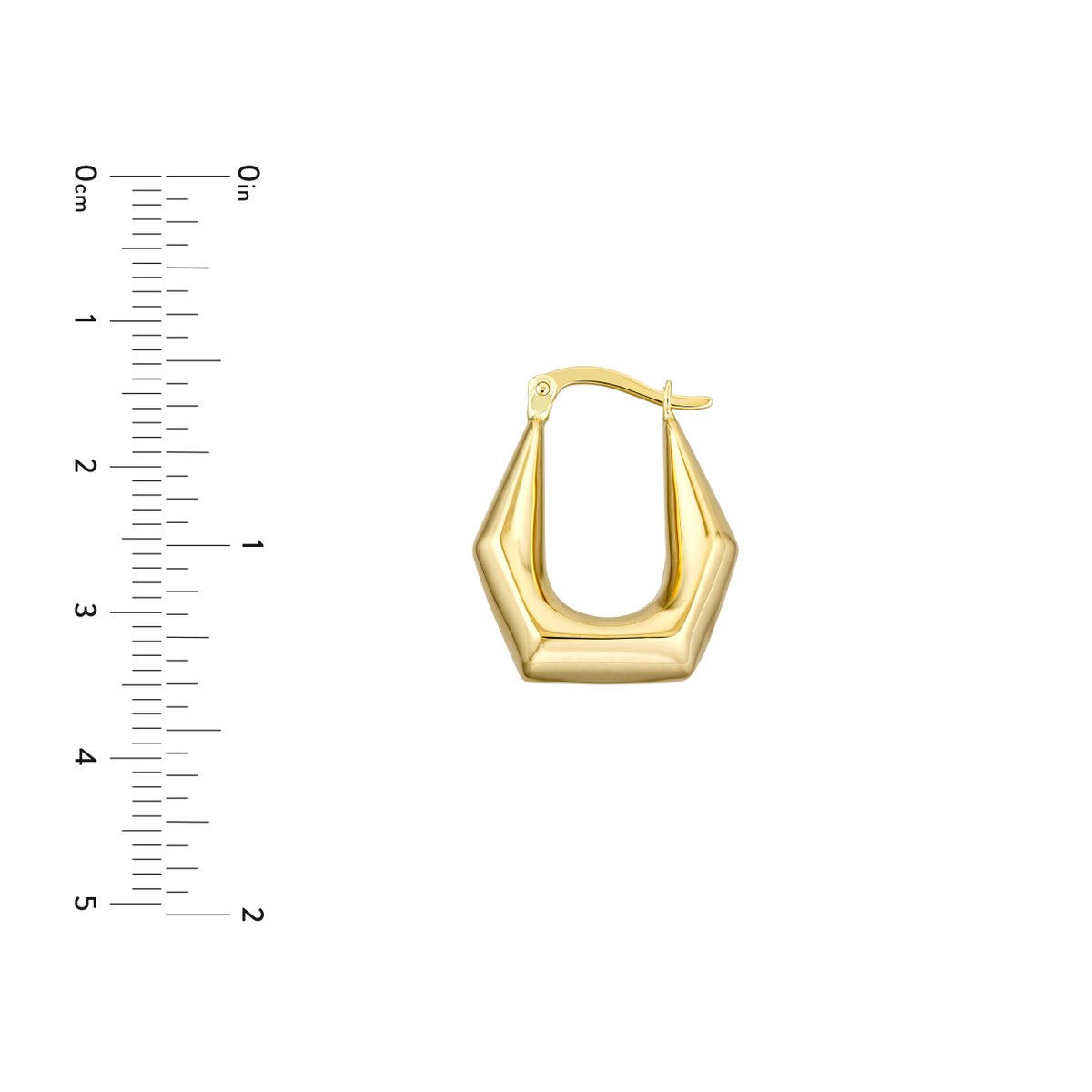 Birmingham Jewelry - 14K Yellow Gold Pentagon Oval Hoop Earrings - Birmingham Jewelry