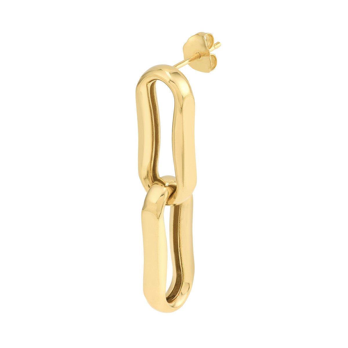 Birmingham Jewelry - 14K Yellow Gold Pinched Oval Link Dangle Earrings - Birmingham Jewelry