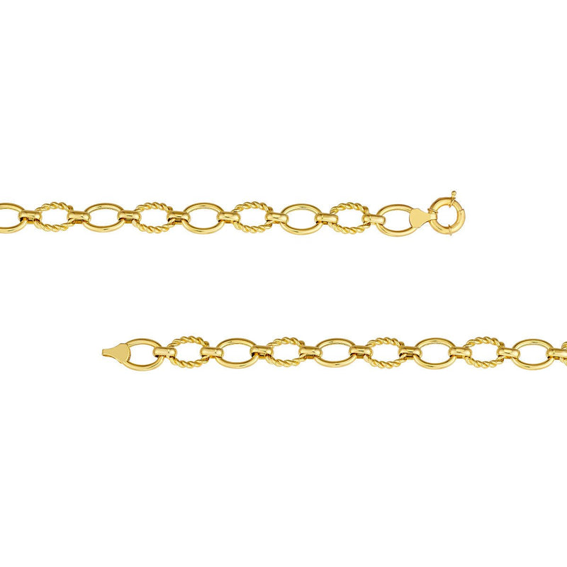 Birmingham Jewelry - 14K Yellow Gold Polished And Textured Oval Link Bracelet - Birmingham Jewelry