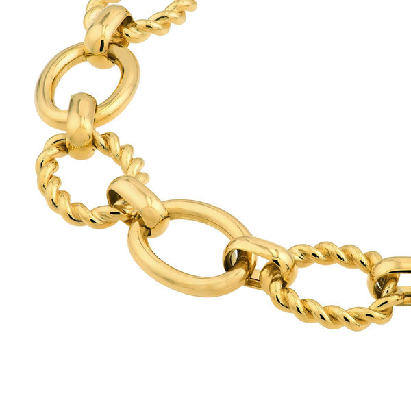 Birmingham Jewelry - 14K Yellow Gold Polished And Textured Oval Link Bracelet - Birmingham Jewelry