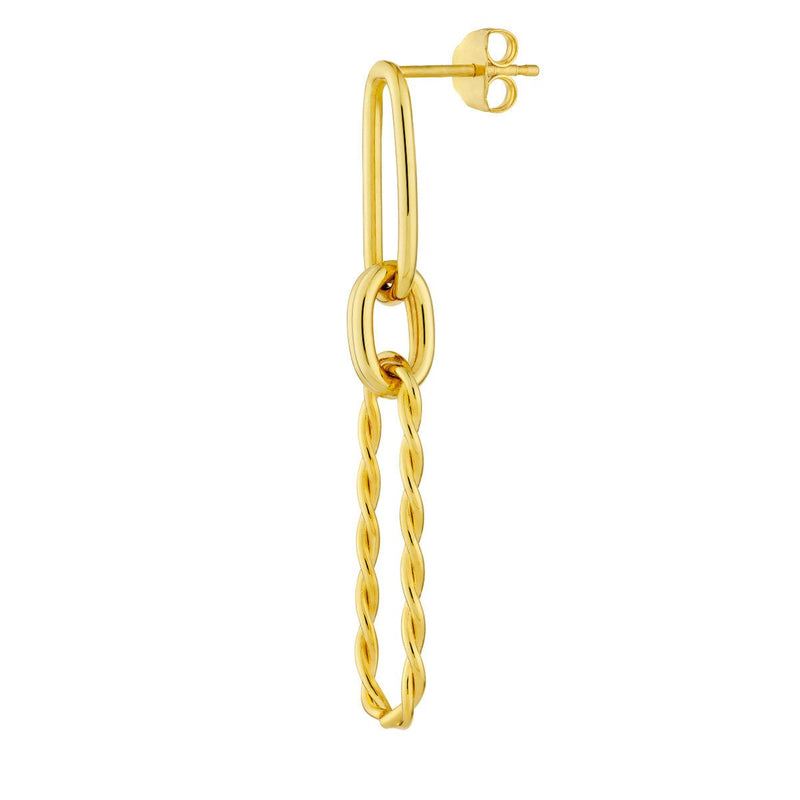 Birmingham Jewelry - 14K Yellow Gold Polished and Twist Paper Clip Earrings - Birmingham Jewelry