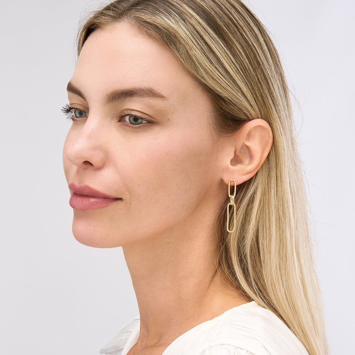Birmingham Jewelry - 14K Yellow Gold Polished and Twist Paper Clip Earrings - Birmingham Jewelry