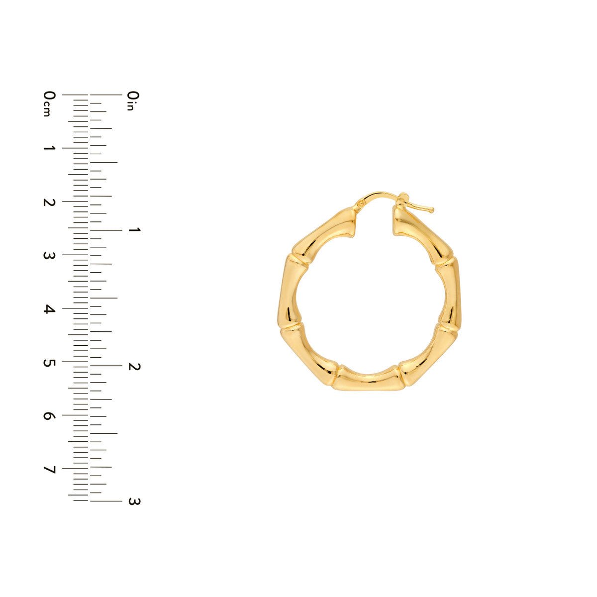 Birmingham Jewelry - 14K Yellow Gold Polished Bamboo Round Hoop Earrings - Birmingham Jewelry