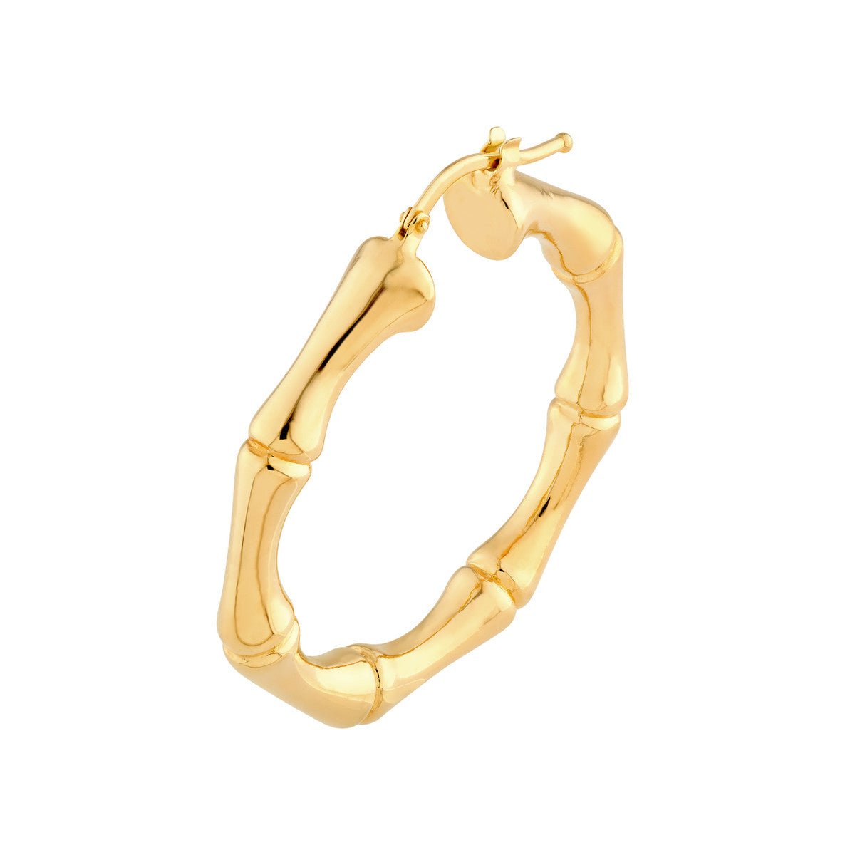 Birmingham Jewelry - 14K Yellow Gold Polished Bamboo Round Hoop Earrings - Birmingham Jewelry