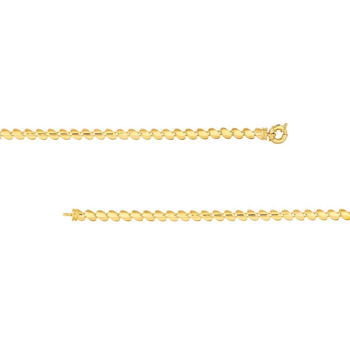 Birmingham Jewelry - 14K Yellow Gold Polished Diagonal Oval Link Bracelet - Birmingham Jewelry