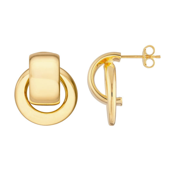 Birmingham Jewelry - 14K Yellow Gold Polished Door Knocker Hoop Earrings - Birmingham Jewelry