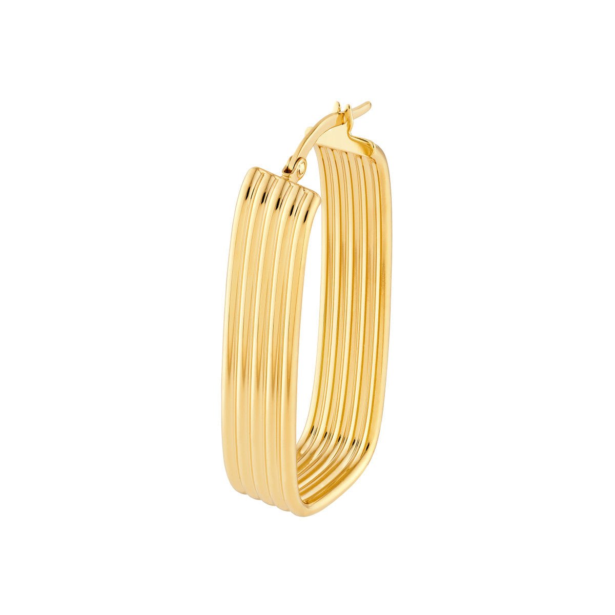 Birmingham Jewelry - 14K Yellow Gold Polished Line 8.00mm Wide Long Oval Hoop Earrings - Birmingham Jewelry