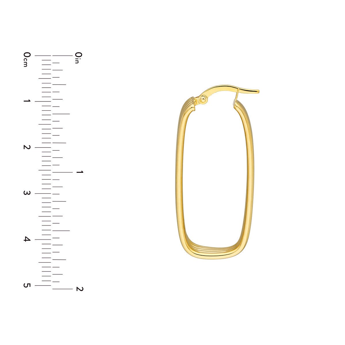 Birmingham Jewelry - 14K Yellow Gold Polished Line 8.00mm Wide Long Oval Hoop Earrings - Birmingham Jewelry