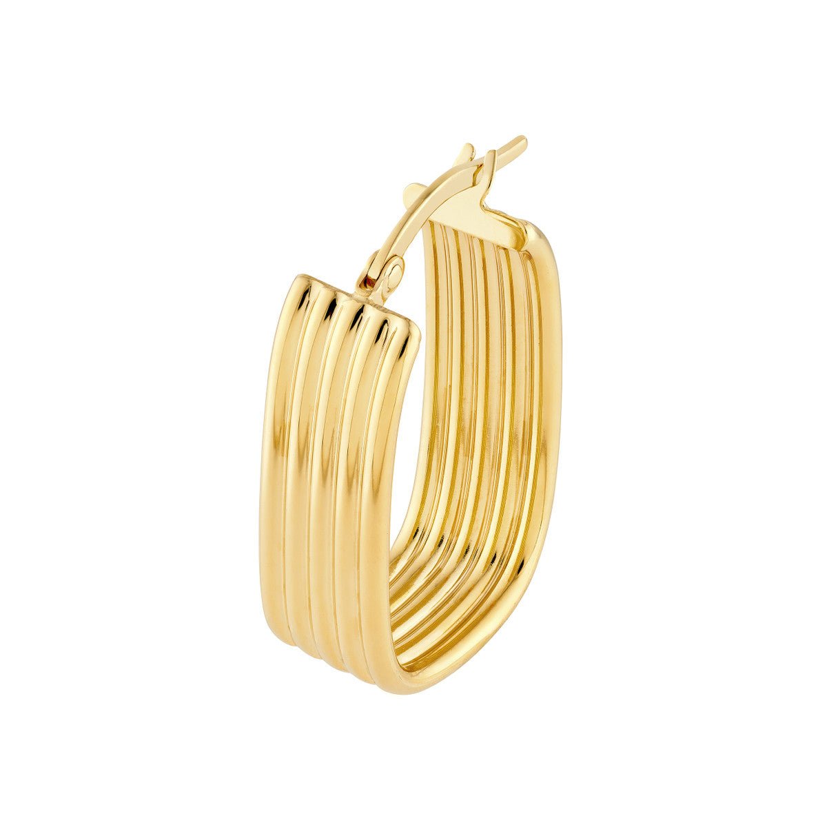 Birmingham Jewelry - 14K Yellow Gold Polished Line 8.00mm Wide Oval Hoop Earring - Birmingham Jewelry