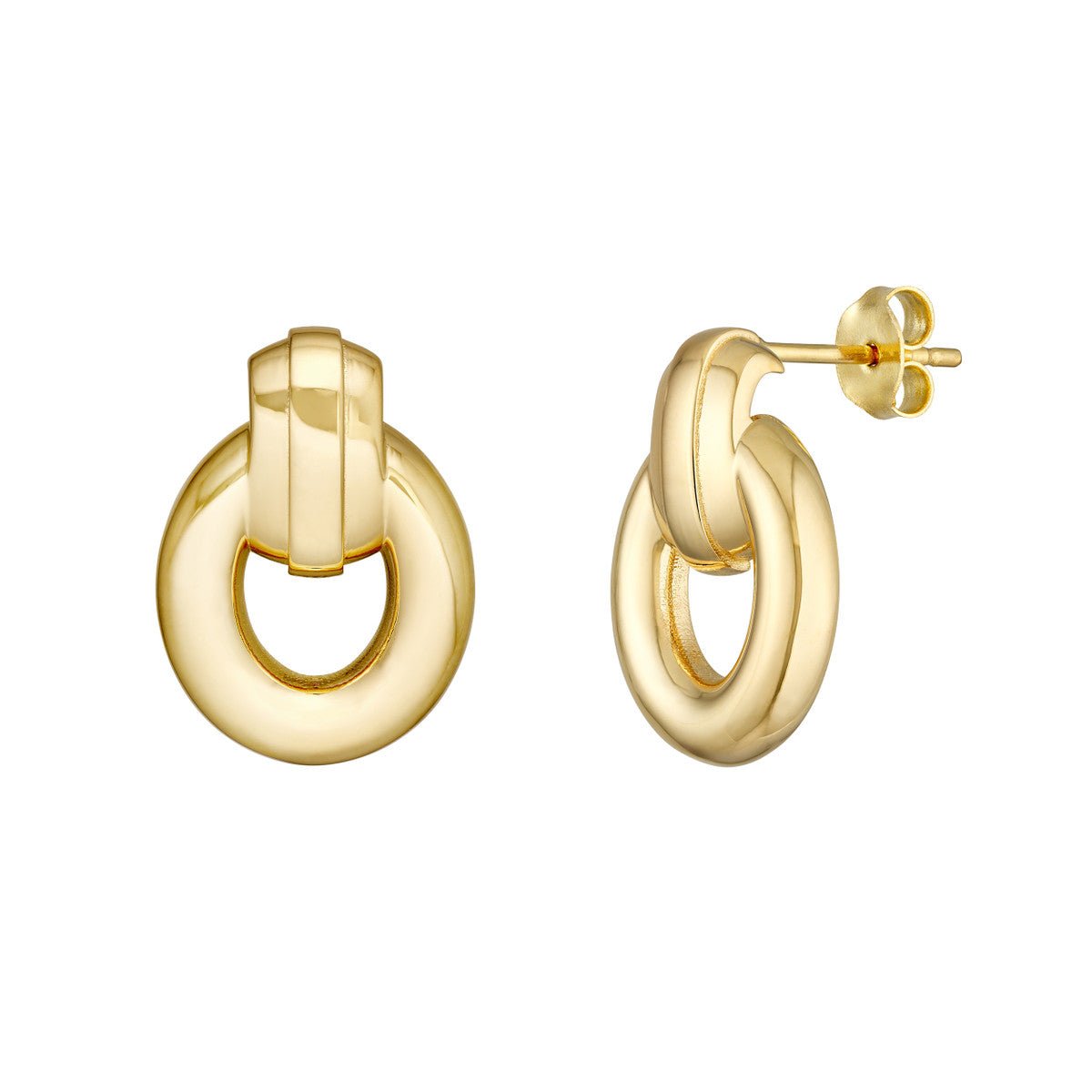 Birmingham Jewelry - 14K Yellow Gold Polished Oval Door Knocker Dangle Earrings - Birmingham Jewelry