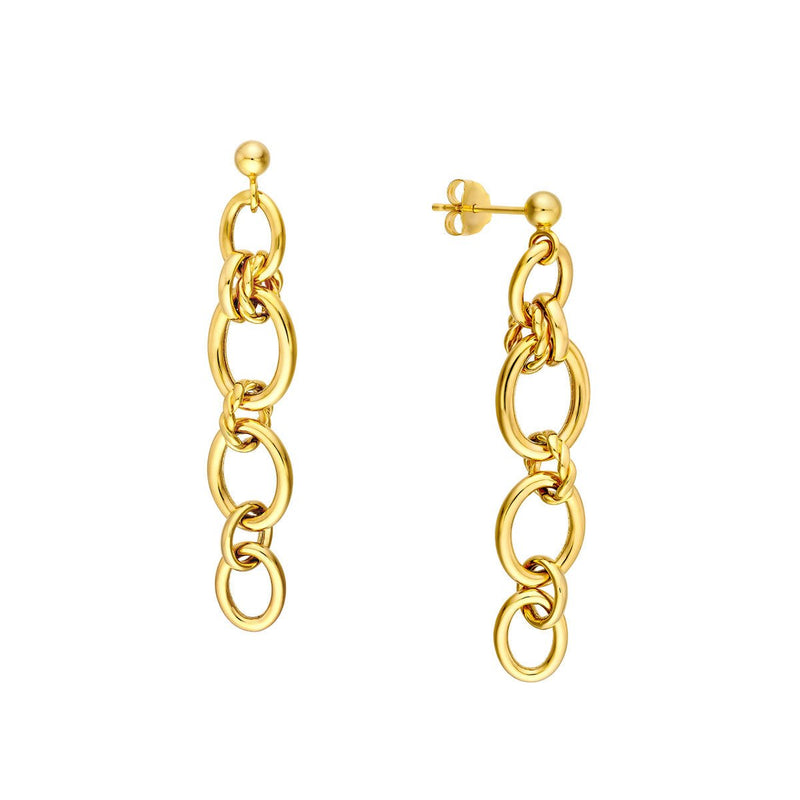 Birmingham Jewelry - 14K Yellow Gold Polished Oval Link Dangle Earrings - Birmingham Jewelry