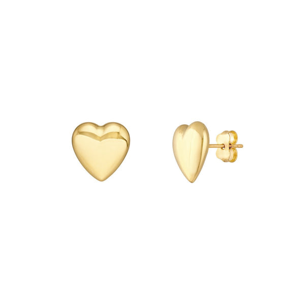 Birmingham Jewelry - 14K Yellow Gold Polished Puff Heart Earrings - Birmingham Jewelry