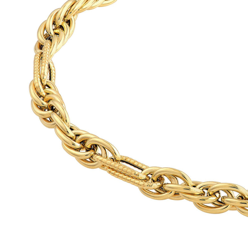 Birmingham Jewelry - 14K Yellow Gold Polished Textured (2+1) Link Chain - Birmingham Jewelry