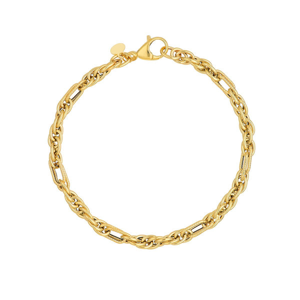 Birmingham Jewelry - 14K Yellow Gold Polished Textured (2+1) Link Chain - Birmingham Jewelry