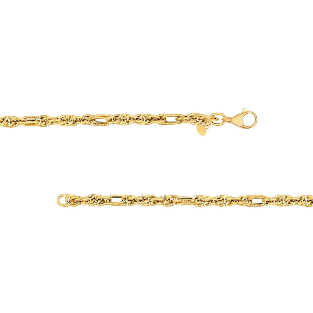 Birmingham Jewelry - 14K Yellow Gold Polished Textured (2+1) Link Chain - Birmingham Jewelry
