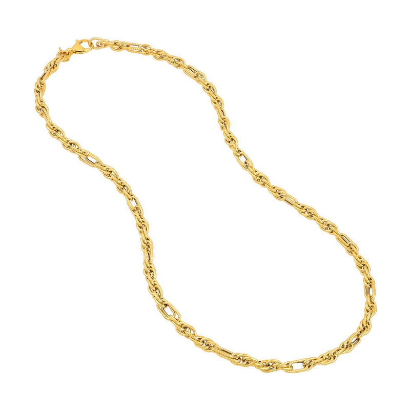 Birmingham Jewelry - 14K Yellow Gold Polished Textured (2+1) Link Chain - Birmingham Jewelry