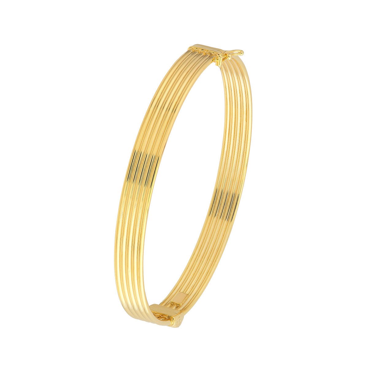 Birmingham Jewelry - 14K Yellow Gold Polished Textured Bangle - Birmingham Jewelry