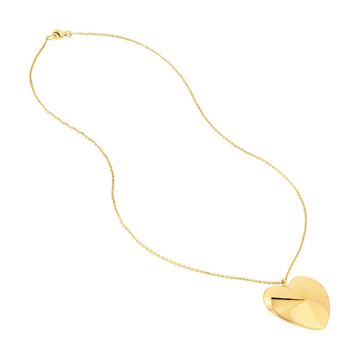 Birmingham Jewelry - 14K Yellow Gold Puff Art Large Heart Pendant Necklace - Birmingham Jewelry
