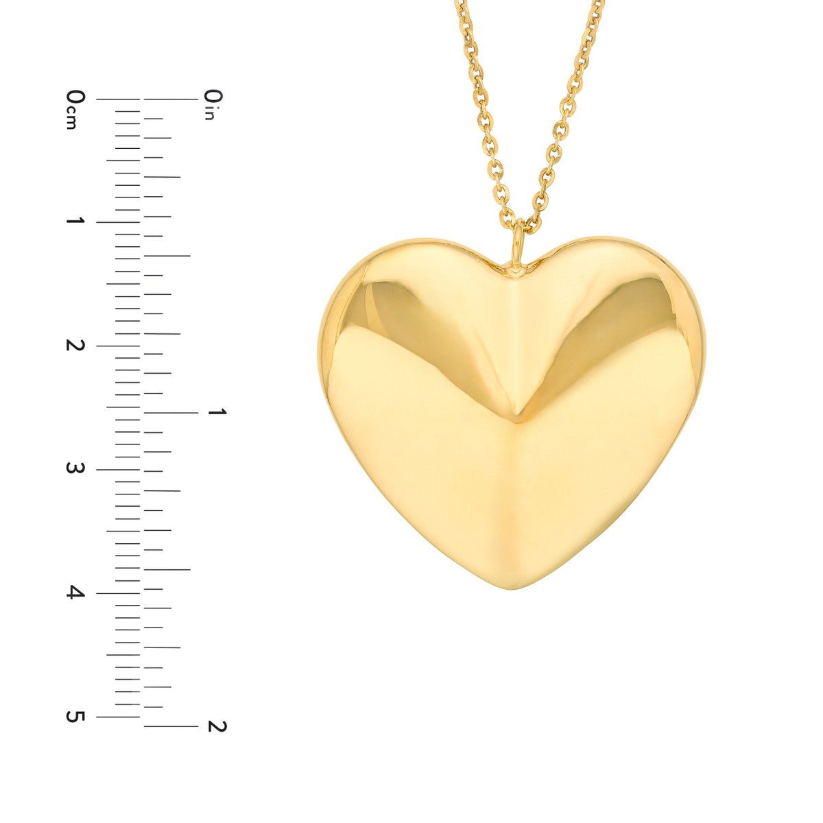 Birmingham Jewelry - 14K Yellow Gold Puff Art Large Heart Pendant Necklace - Birmingham Jewelry