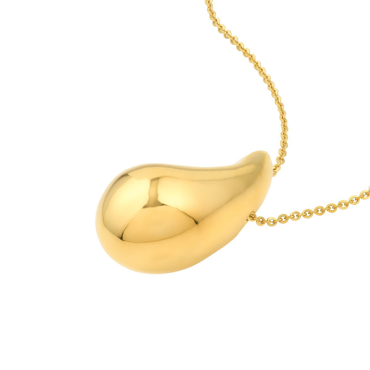 Birmingham Jewelry - 14K Yellow Gold Puff Art Teardrop Dome Necklace - Birmingham Jewelry